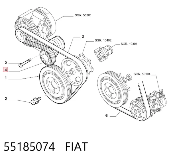 Napinacz paska napędowego 55185074 Fiat/Alfa/Lancia