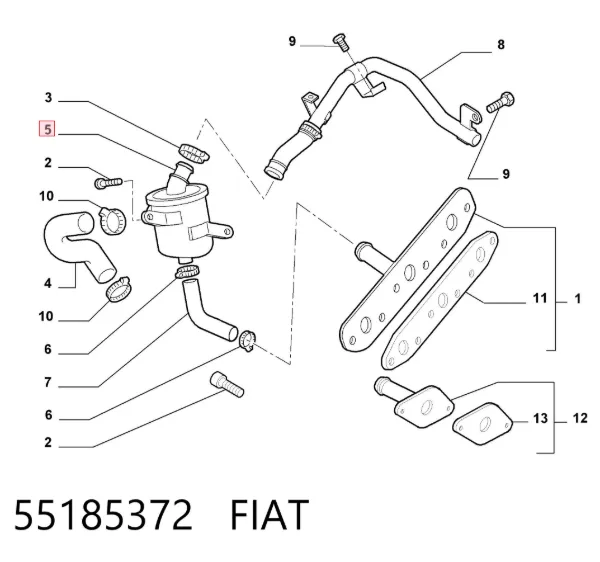 Zawór PCV odpowietrzający silnik 55185372 Fiat/Alfa/Lancia