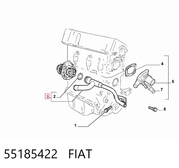 Przewód (króciec) układu chłodzenia 55185422 Fiat/Alfa/Lancia