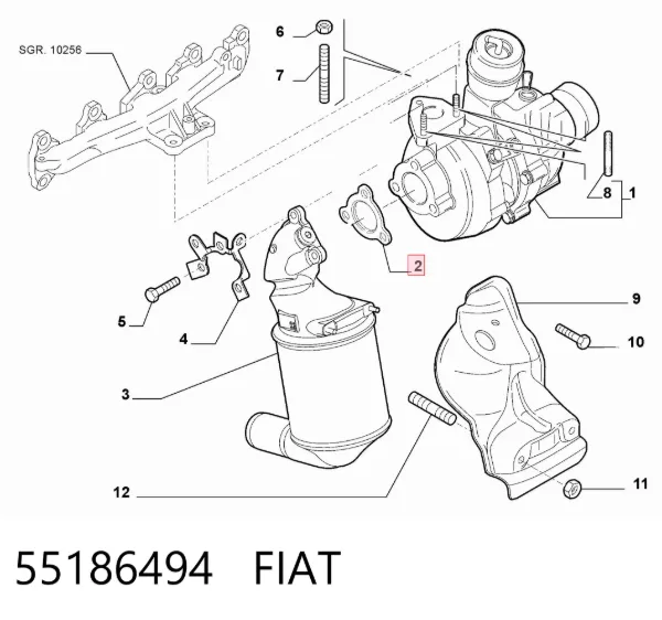 Uszczelka rury odbiornika tłumika 55186494 Fiat/Alfa/Lancia