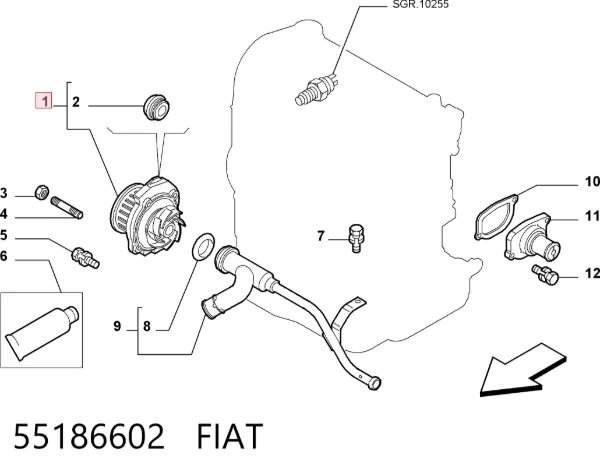 Pompa chłodząca wodna 55186602 Fiat/Alfa/Lancia