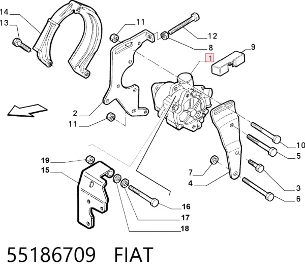 Pompa wspomagania hydraulicznego kierownicy 55186709 Fiat/Alfa/Lancia