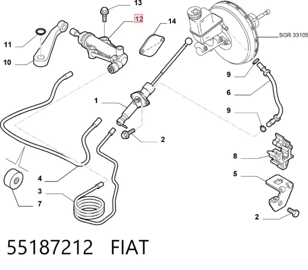 Cylinder roboczy sprzęgła 55187212 Fiat/Alfa/Lancia