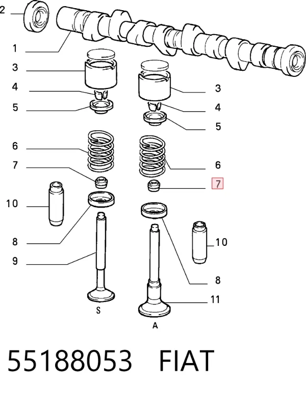 Uszczelniacz zaworu dolotowego/wylotowego 55188053 Fiat/Alfa/Lancia