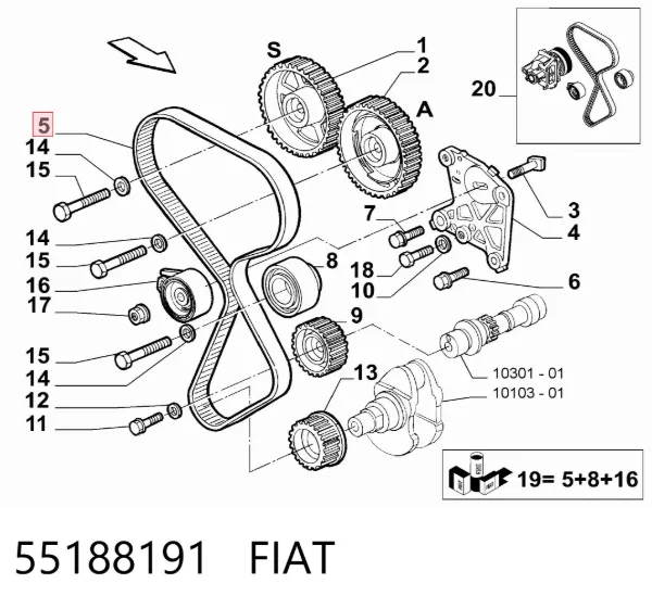 Pasek rozrządu 55188191 Fiat/Alfa/Lancia