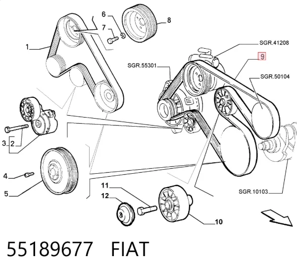 Pas napędowy mechanizmów 55189677 Fiat/Alfa/Lancia