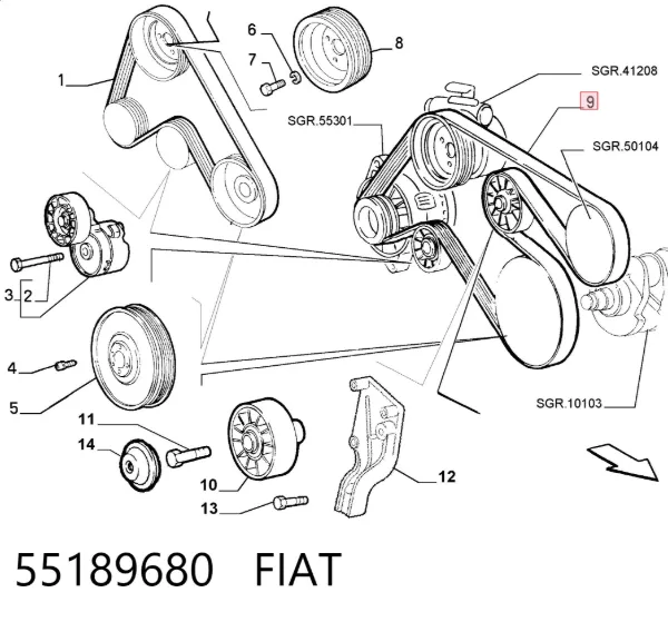 Pas napędowy mechanizmów 55189680 Fiat/Alfa/Lancia