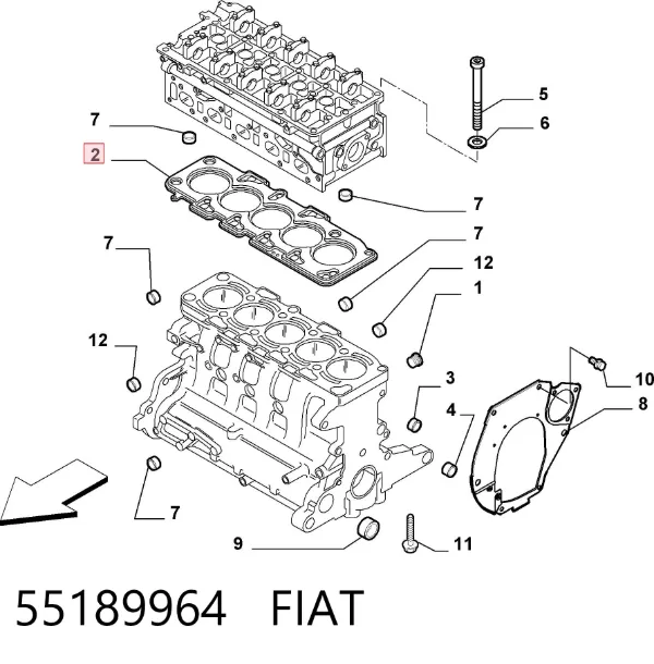 Uszczelka głowicy cylindrów 55189964 Fiat/Alfa/Lancia