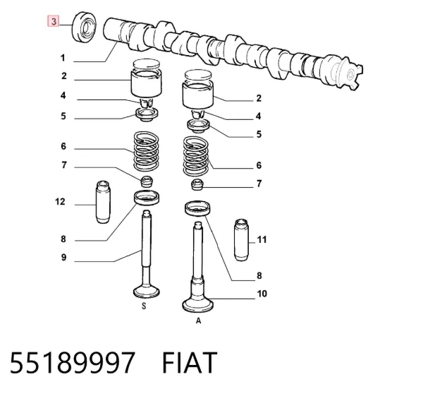 Uszczelniacz wałka rozrządu silnika 55189997 Fiat/Alfa/Lancia