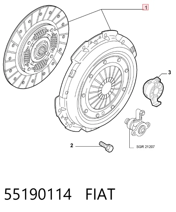 Zestaw sprzęgła (3 części) 55190114 Fiat/Alfa/Lancia