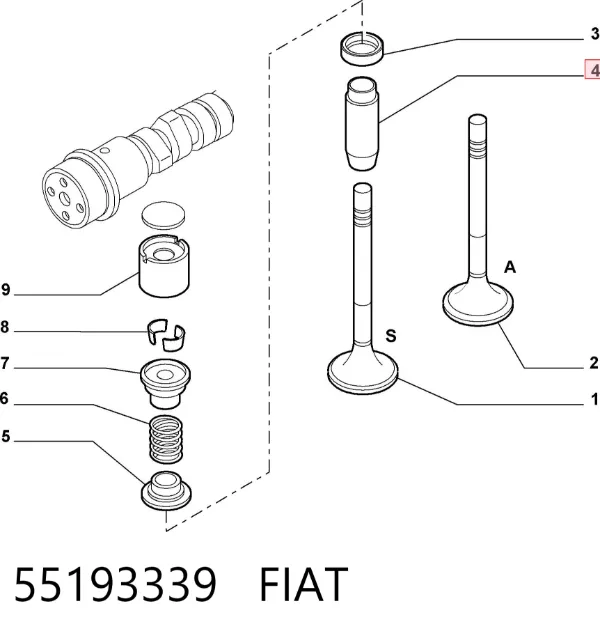 Prowadnica zaworu 55193339 Fiat/Alfa/Lancia