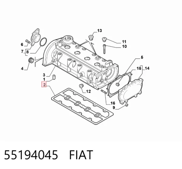 Uszczelka pokrywy zaworowej silnika 55194045 Fiat/Alfa/Lancia