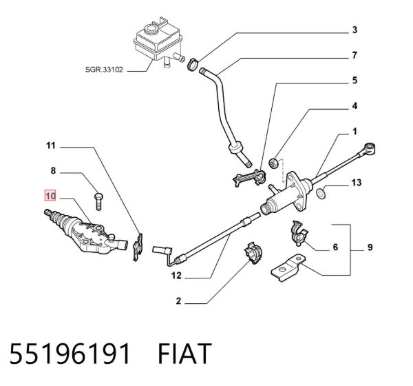 Cylinder roboczy sprzęgła 55196191 Fiat/Alfa/Lancia