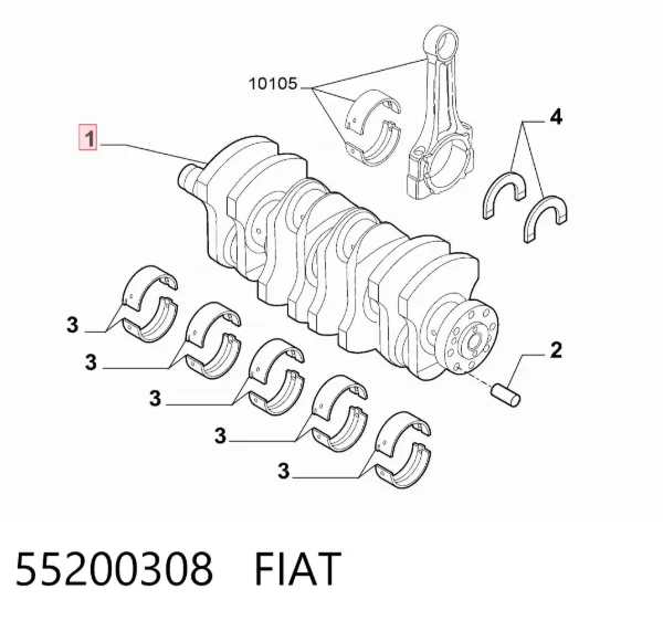 Wał korbowy silnika 55200308 Fiat/Alfa/Lancia