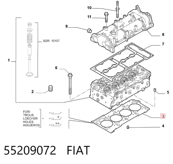 Uszczelka głowicy cylindrów 55209072 Fiat/Alfa/Lancia