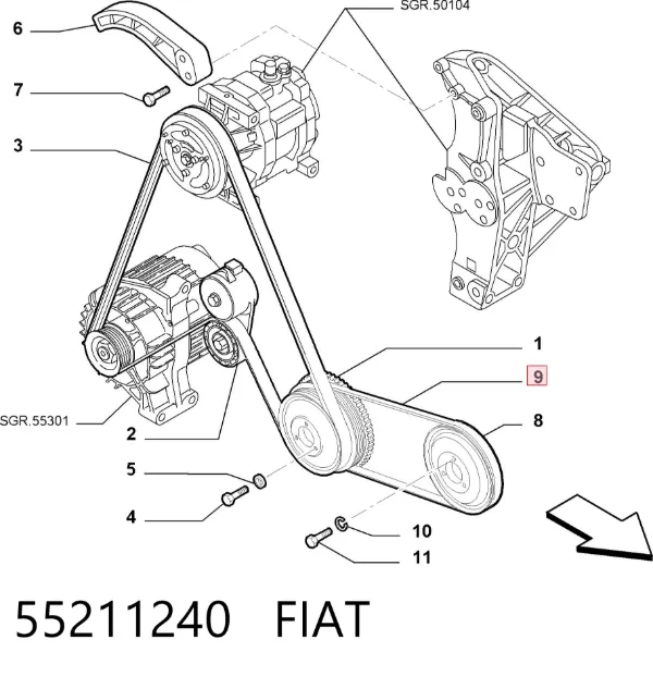 Pas napędowy mechanizmów 55211240 Fiat/Alfa/Lancia