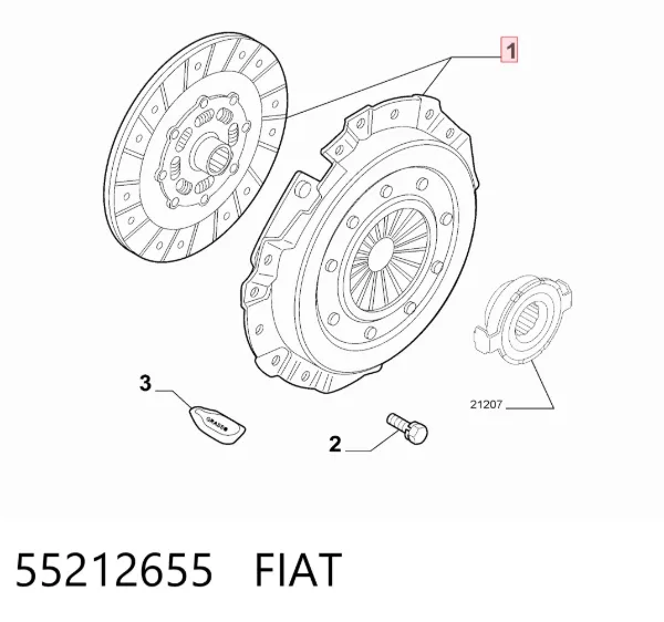 Zestaw sprzęgła (3 części) 55212655 Fiat/Alfa/Lancia