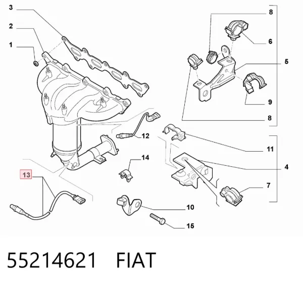 Sonda lambda czujnik tlenu po katalizatorze 55214621 Fiat/Alfa/Lancia