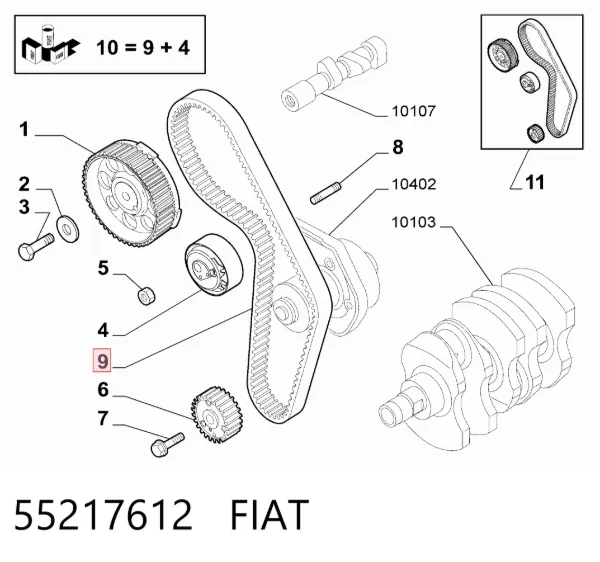 Pasek rozrządu 55217612 Fiat/Alfa/Lancia
