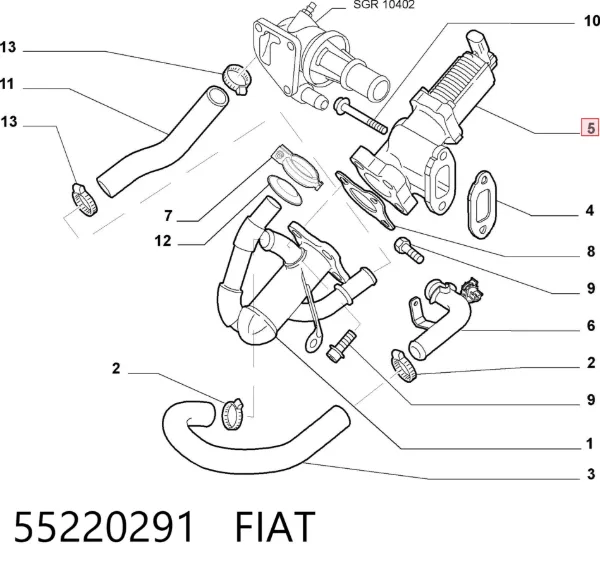 Zawór recyrkulacji spalin EGR 55220291 Fiat/Alfa/Lancia
