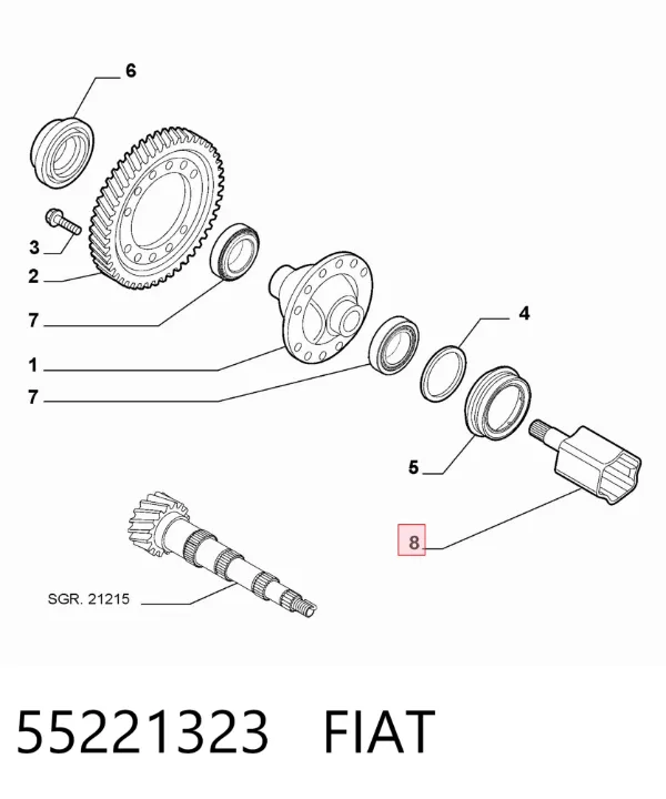 Przegub homokinetyczny wewnętrzny przedni lewy 55221323 Fiat/Alfa/Lancia