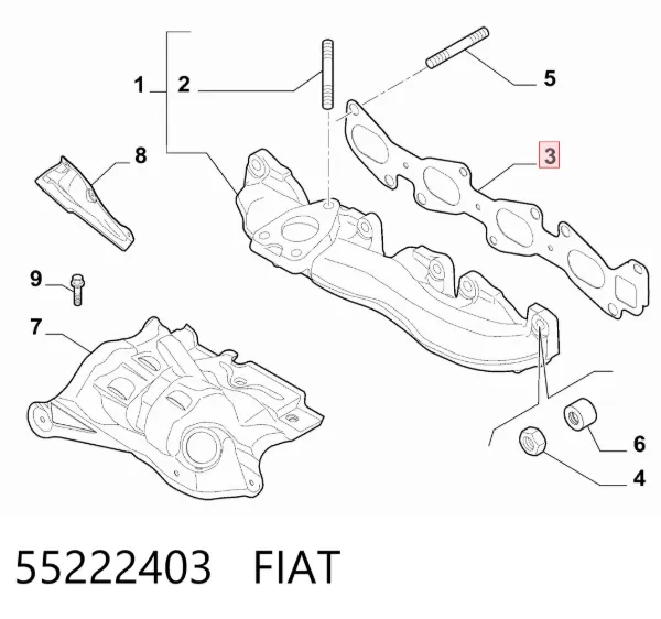 Uszczelka kolektora wydechowego 55222403 Fiat/Alfa/Lancia