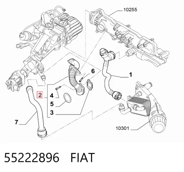 Króciec układu recyrkulacji spalin 55222896 Fiat/Alfa/Lancia