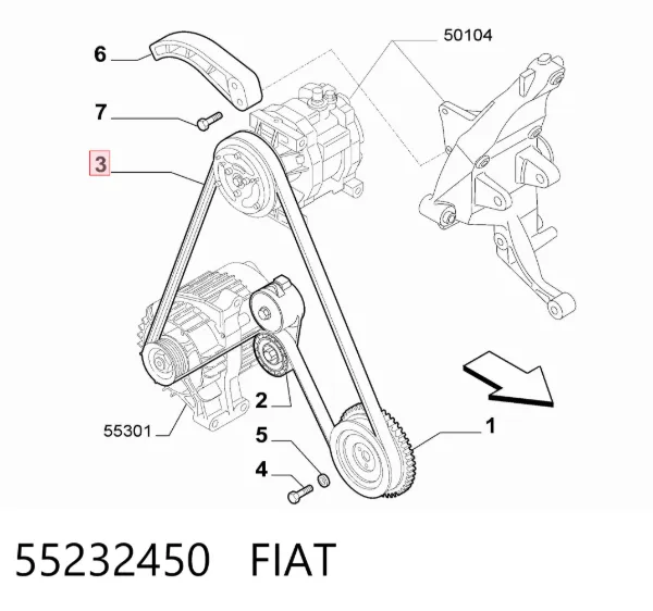 Pas napędowy mechanizmów 55232450 Fiat/Alfa/Lancia