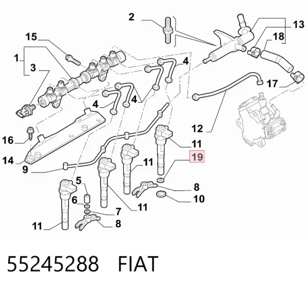 Pierścień uszczelniający wtryskiwacza 55245288 Fiat/Alfa/Lancia