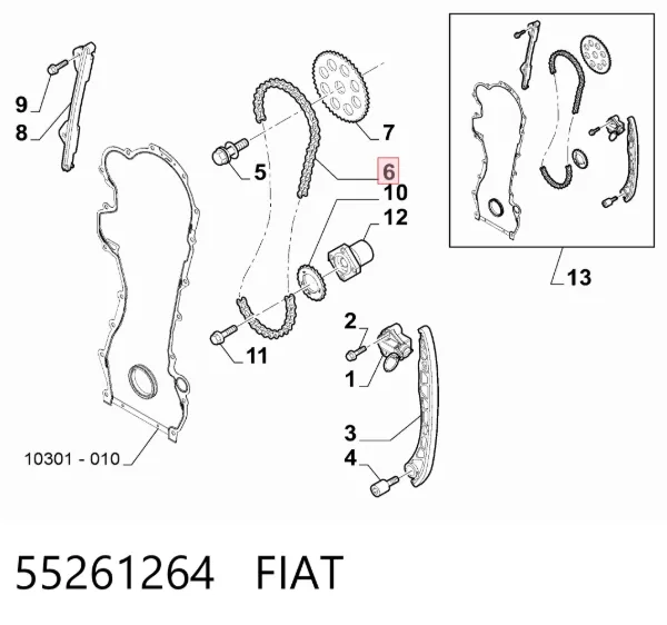 Łańcuch rozrządu 55261264 Fiat/Alfa/Lancia