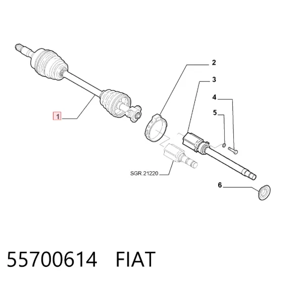 Półoś napędowa przednia prawa 55700614 Fiat/Alfa/Lancia