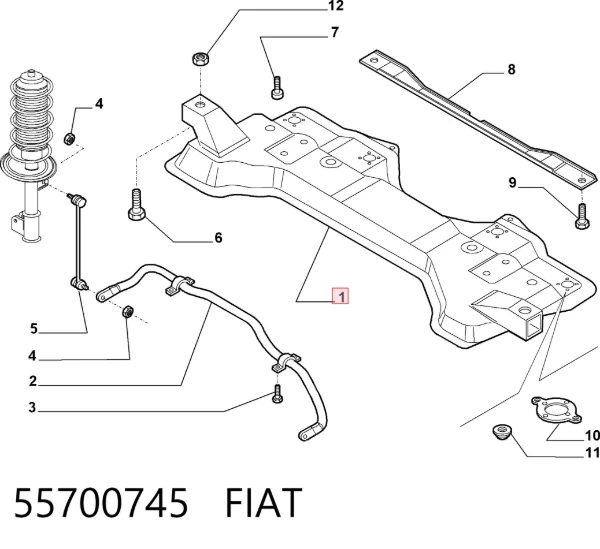 Korpus osi przedniej 55700745 Fiat/Alfa/Lancia
