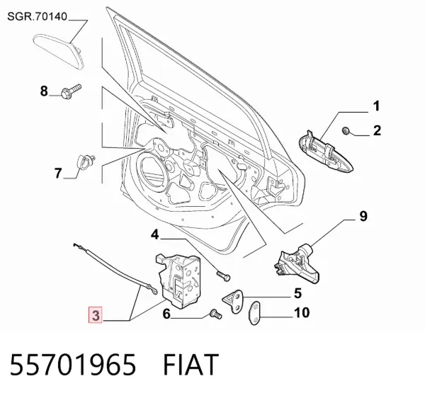Zamek drzwi tylnych lewych 55701965 Fiat/Alfa/Lancia