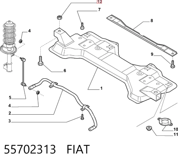 Śruba (nakrętka) mocowania 55702313 Fiat/Alfa/Lancia