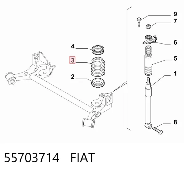 Sprężyna tylna 55703714 Fiat/Alfa/Lancia