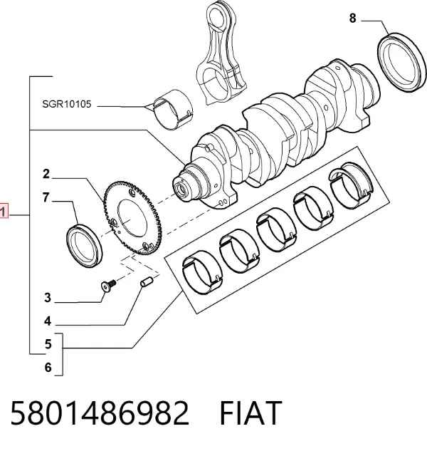 Wał korbowy silnika 5801486982 Fiat/Alfa/Lancia