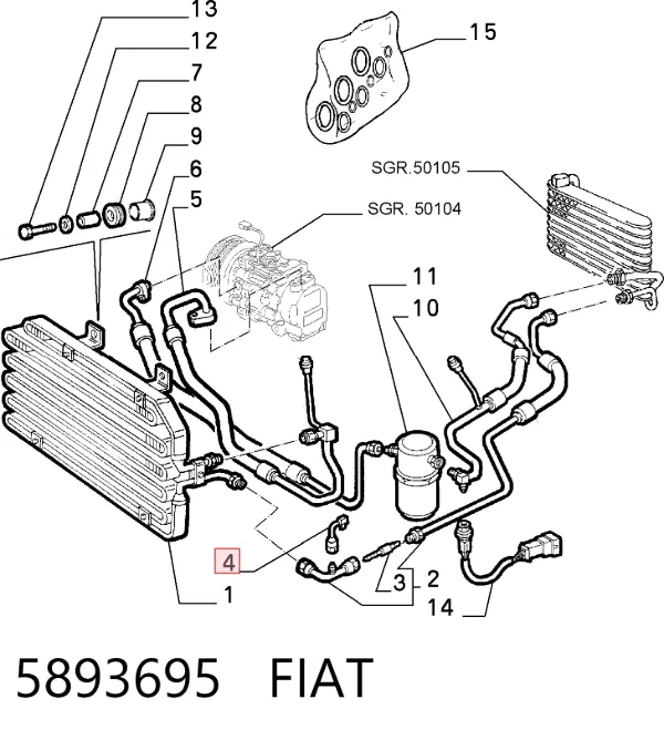 Czujnik ciśnienia bezwzględnego klimatyzacji 5893695 Fiat/Alfa/Lancia