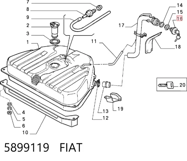 Korek wlewu paliwa Fiat Uno 146A