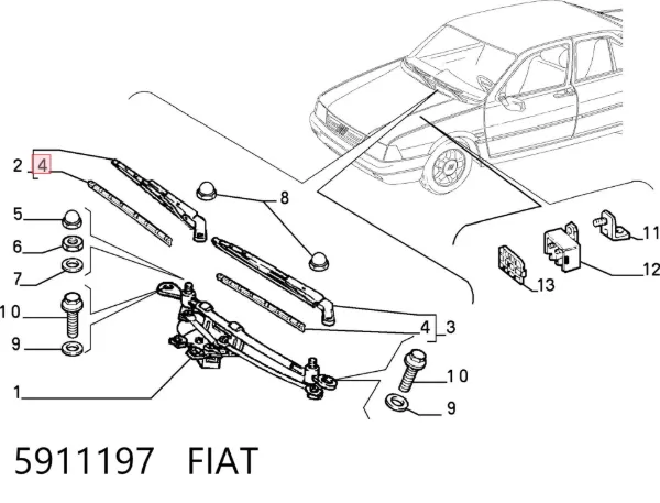 Pióro wycieraczki szyby przedniej, zestaw (2 szt.) 5911197 Fiat/Alfa/Lancia
