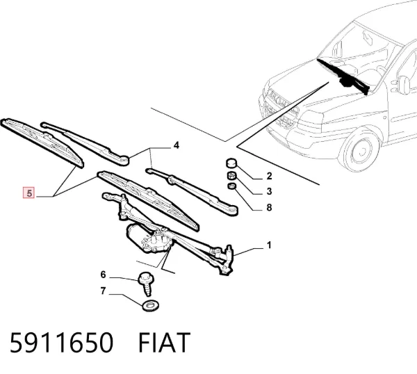 Pióro wycieraczki szyby przedniej, zestaw (2 szt.) 5911650 Fiat/Alfa/Lancia