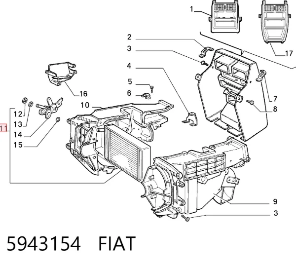 Chłodnica nagrzewnicy (ogrzewacza) 5943154 Fiat/Alfa/Lancia
