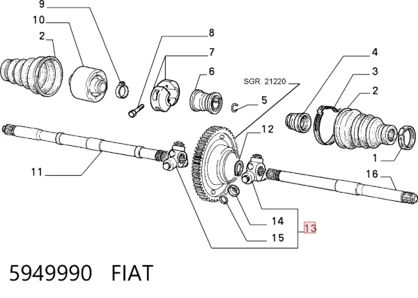 Przegub homokinetyczny wewnętrzny trójramienny 5949990 Fiat/Alfa/Lancia