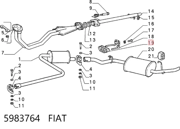 Poduszka mocowania tłumika 5983764 Fiat/Alfa/Lancia