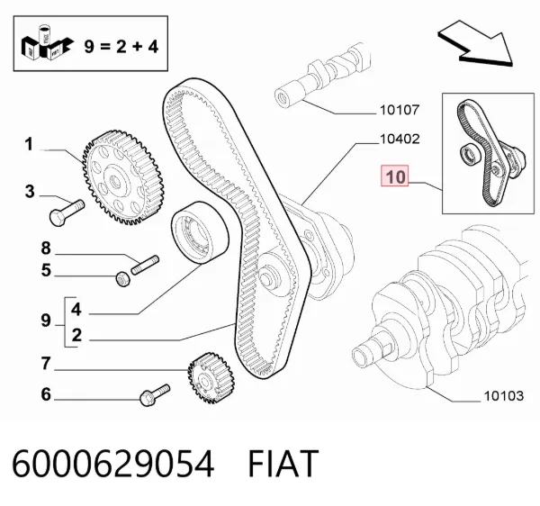 Pasek rozrządu, zestaw 6000629054 Fiat/Alfa/Lancia