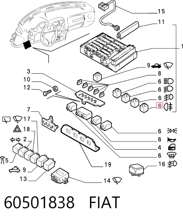 Elektryczne przekaźnik wielofunkcyjne 60501838 Fiat/Alfa/Lancia