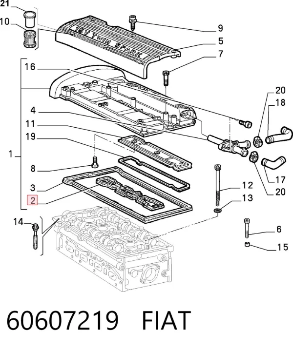 Uszczelka pokrywy zaworowej silnika 60607219 Fiat/Alfa/Lancia
