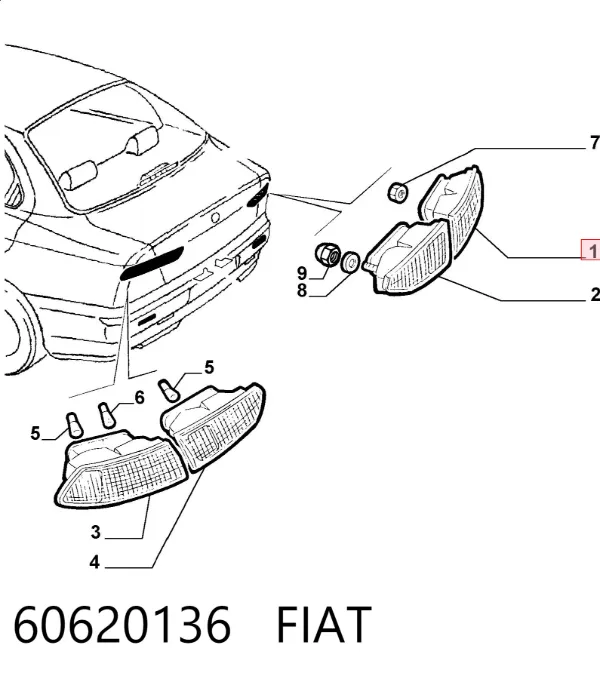 Lampa zespolona tylna prawa zewnętrzna 60620136 Fiat/Alfa/Lancia