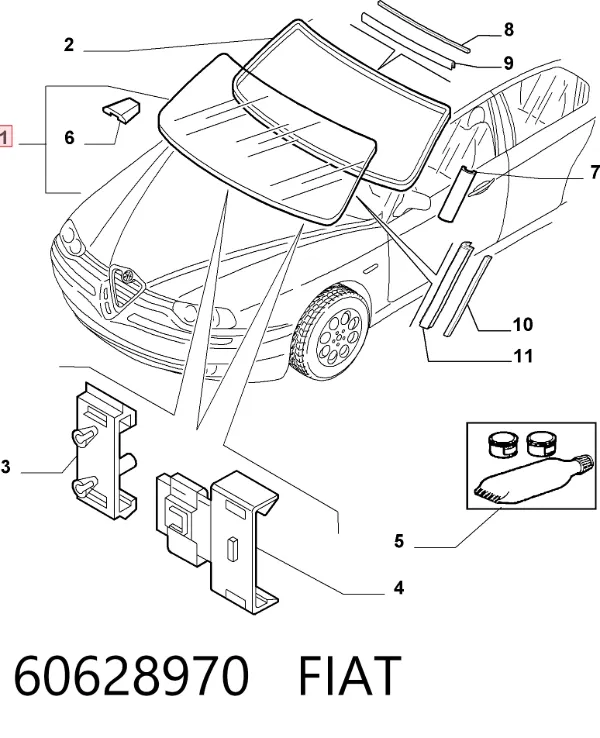 Szyba przednia 60628970 Fiat/Alfa/Lancia