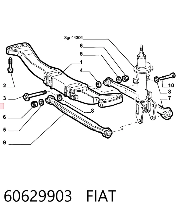 Wahacz zawieszenia tylnego dolny lewy/prawy 60629903 Fiat/Alfa/Lancia
