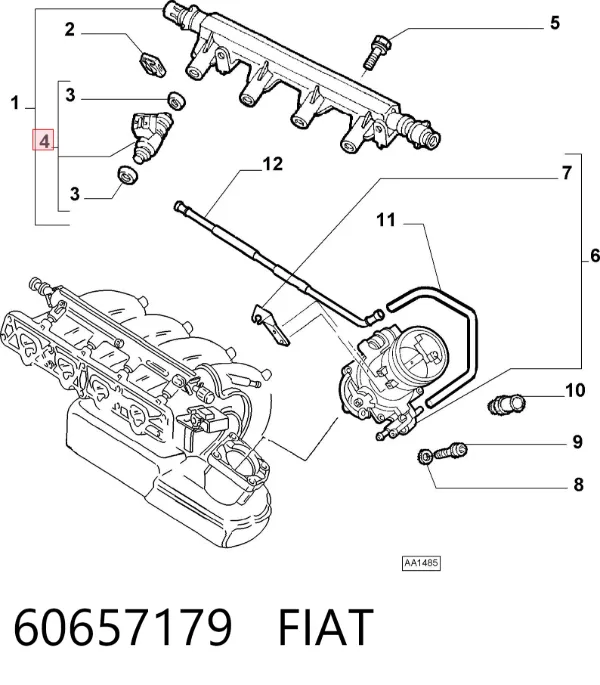 Wtryskiwacz paliwa 60657179 Fiat/Alfa/Lancia